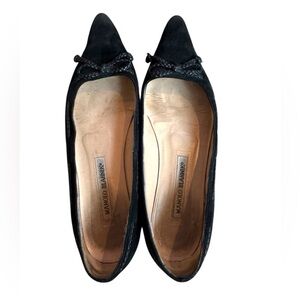 Manolo Blahnik Black Suede Flats